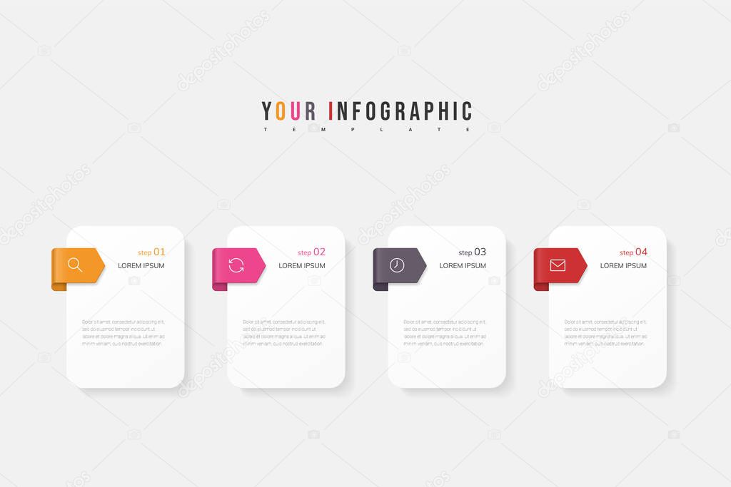 Infographics design vector and marketing icons. Business concept with 4 options, steps or processes.