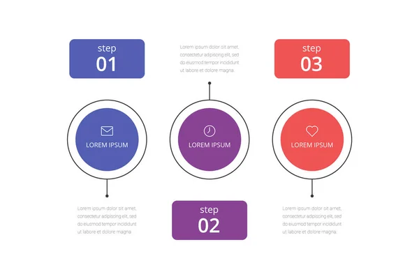 Векторный шаг Инфографический дизайн графика с иконками и 3 вариантами или шагами. Шаблон для бизнеса, презентаций, веб-сайтов, блок-схемы . — стоковый вектор