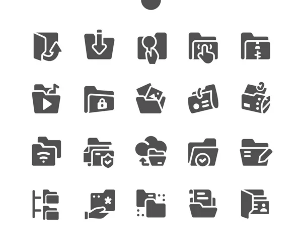 Foldery Dobrze wykonane Pixel Perfect Vector Solid Icons 30 2x Siatka do grafiki internetowej i aplikacji. Prosty piktogram minimalny — Wektor stockowy