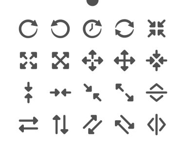 Oklar v3 UI Pixel Mükemmel Yapılandırılmış Vektör Katı Simgeler 48x48 Web Grafikleri ve Uygulamaları için Hazır. Basit Asgari Resim Grafiği