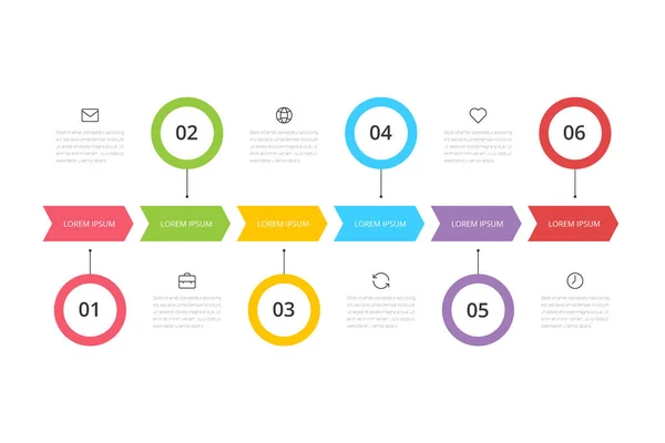 Векторный шаг Инфографический дизайн диаграммы с иконками и 6 вариантами или шагами. Шаблон для бизнеса, презентаций, веб-сайтов, блок-схемы . — стоковый вектор