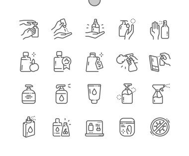 Antiseptik İyi Yapılmış Pikseller Mükemmel Vektör İnce Çizgi Simgeleri 32x Web Grafikleri ve Uygulamaları için Izgara Basit Asgari Resim Grafiği