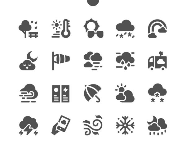 Weather Well-crafted Pixel Perfect Vector Solid Icons 30 2x Grid for Web Graphics and Apps. Simple Minimal Pictogram