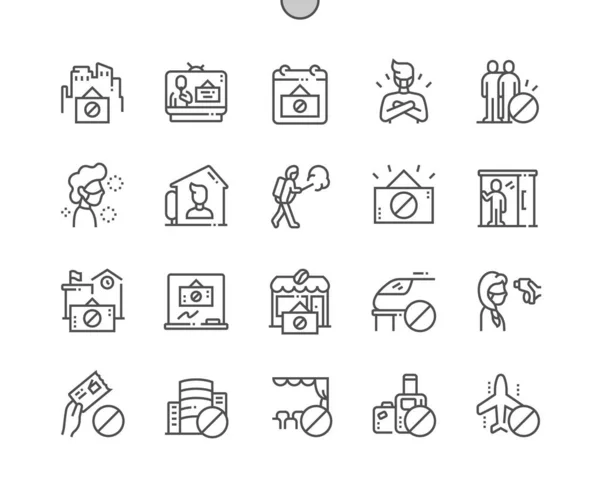Quarentena Pixel bem trabalhado vetor perfeito ícones de linha fina 30 2x Grade para Web Graphics e Apps. Pictograma mínimo simples —  Vetores de Stock