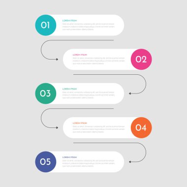 5 seçeneği ya da adımı olan bilgi işi konsepti. Bilgi grafikleri, akış çizelgeleri, sunumlar, web siteleri, afişler için kullanılabilir. Vektör illüstrasyonu.