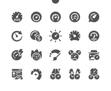 Web Grafikleri ve Uygulamaları için hız göstergesi iyi hazırlanmış Piksel Mükemmel Vektör Katı Simgeleri 32x Izgarası. Basit Asgari Resim Grafiği