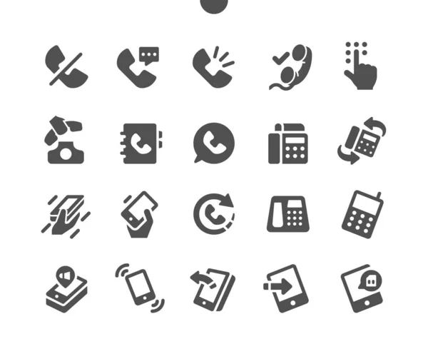 Telefony Dobře vytvořené Pixel Perfect Vector Solid Icons 30 2x Mřížka pro webovou grafiku a aplikace. Jednoduchý minimální piktogram — Stockový vektor
