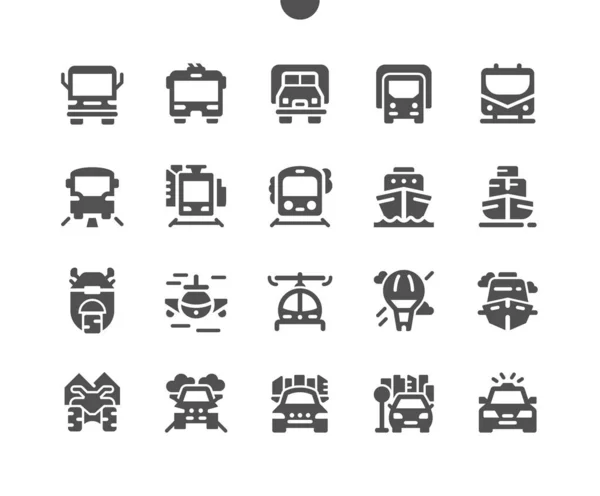 Transporte Vista frontal Pixel Perfect Vector Solid Icons 30 2x Grid for Web Graphics and Apps. Pictograma mínimo simple — Archivo Imágenes Vectoriales
