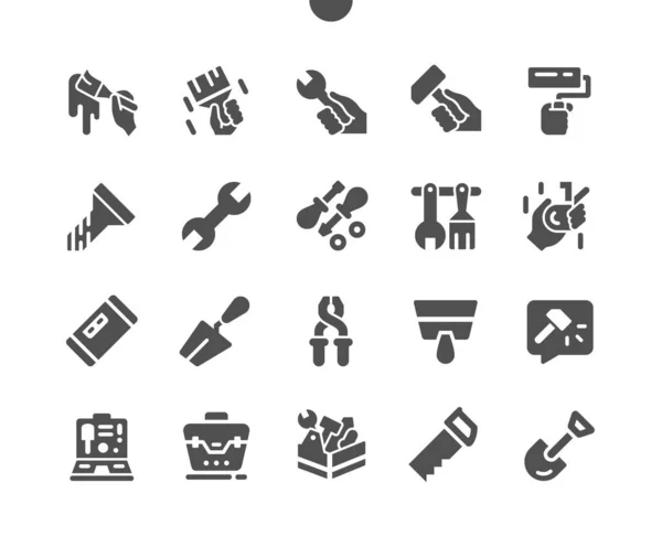 Nástroje Dobře vytvořené Pixel Perfect Vector Solid Icons 30 2x Grid pro webovou grafiku a aplikace. Jednoduchý minimální piktogram — Stockový vektor