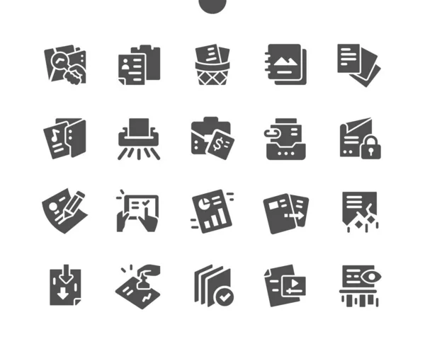 Documentos Pixel Perfect Vector Solid Icons 30 2x Grid for Web Graphics and Apps. Pictograma mínimo simple — Archivo Imágenes Vectoriales