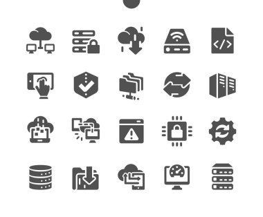 Web Grafikleri ve Uygulamaları için İyi hazırlanmış Piksel Mükemmel Vektör Katı Simgeleri 32x Izgarası sunucusu. Basit Asgari Resim Grafiği