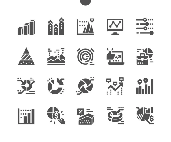 Charts Well Crafted Pixel Perfect Vector Solid Icons Grid Web — Stock Vector