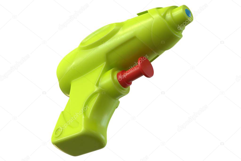3D render of plastic water pistol isolated on a white background