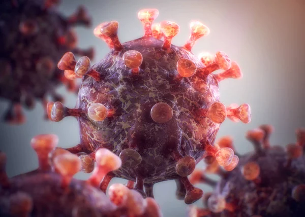 Rendering 3D di pochi rosa Coronavirus influenza — Foto Stock