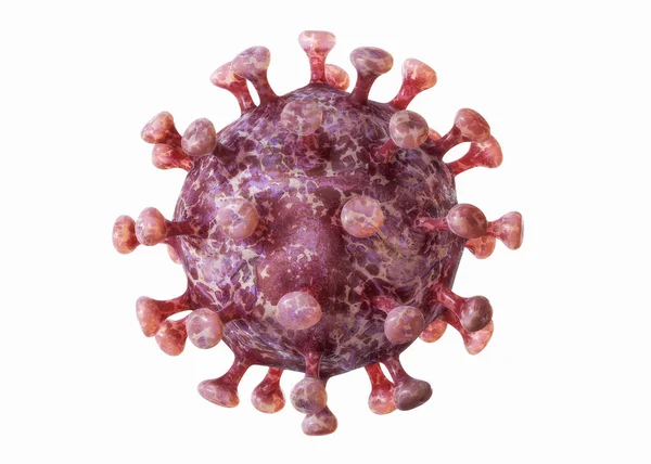 Coronavirus gribinin 3 boyutlu görüntüsü beyaza izole edildi.