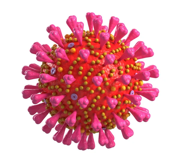 Resa 3D dell'influenza di Coronavirus isolata su bianco . — Foto Stock