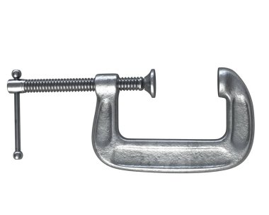 C-Clamp aracının 3B görüntüleme aracı beyaz üzerine izole edildi