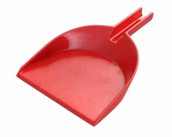 3D καθιστούν κόκκινο Dustpan απομονώνονται σε λευκό. — Φωτογραφία Αρχείου