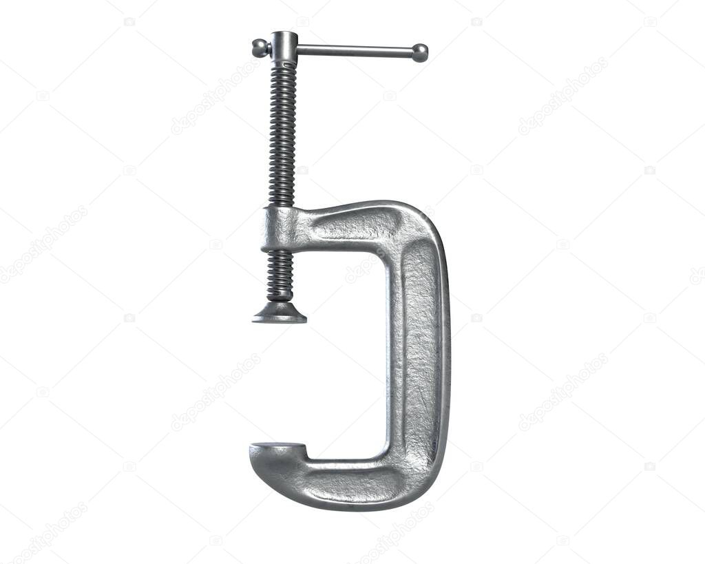 3D render of C-Clamp tool isolated on white