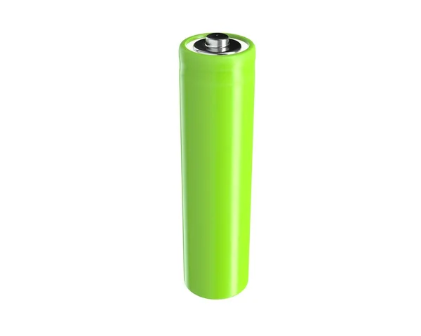 Renderização 3D da bateria AA do acumulador verde isolada no branco — Fotografia de Stock