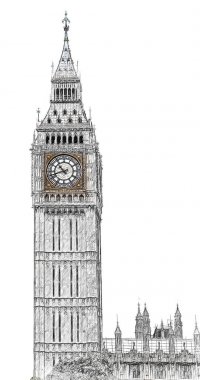 Büyük Ben. İllüstrasyon, kroki çizim.