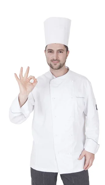 Chef gesticolando ok con la mano — Foto Stock