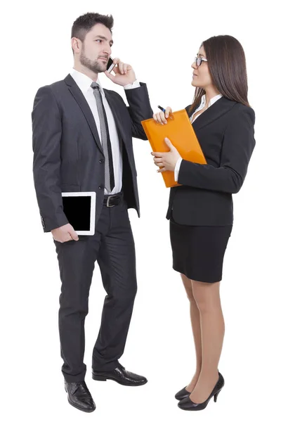 Businesswoman and businessman meeting — Stock Photo, Image