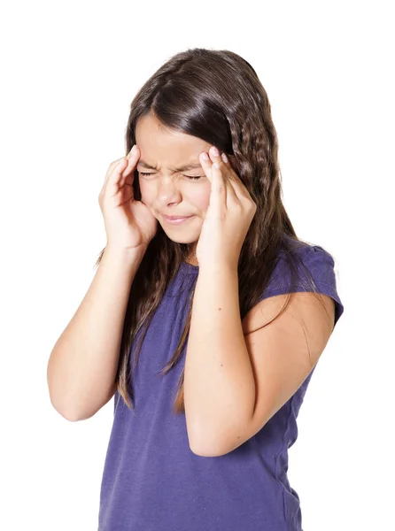 Menina com dor de cabeça — Fotografia de Stock