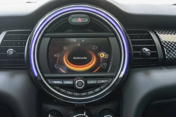 Modern car multimedia system with colorful illumination and beau