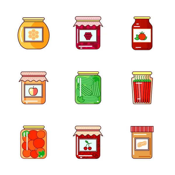 Kavanoz bal, reçel ve sebze ile kümesi