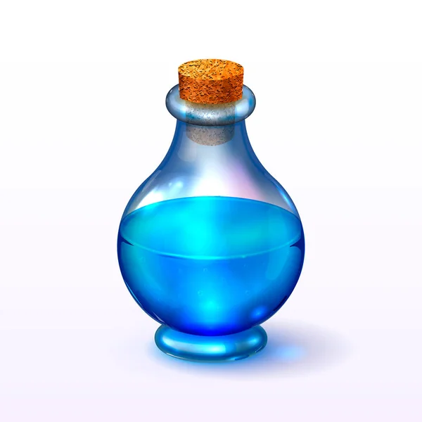 Botella de vidrio redondo con corcho — Vector de stock