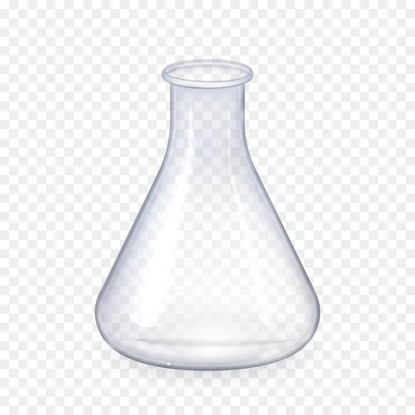 Şeffaf laboratuvar cam şişeye izole arka plan dekoratif gerçekçi yaz tasarım vektör çizim