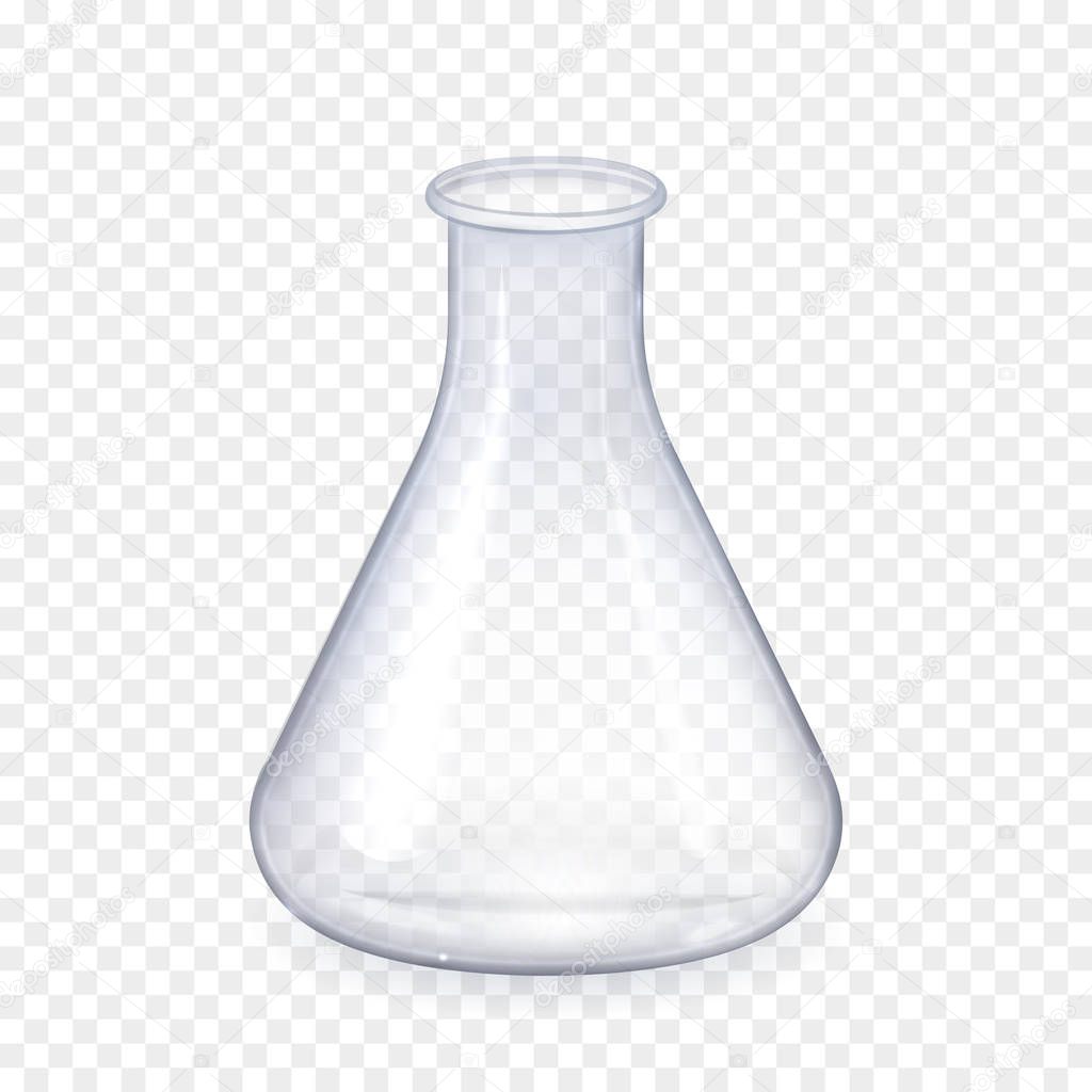 Transparent laboratory glass flask isolated background decorative realistic daylight design vector illustration