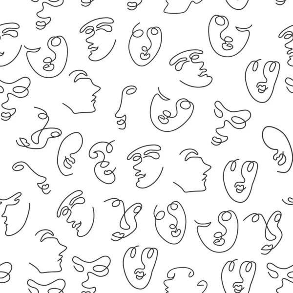 line drawing faces of people - seamless background
