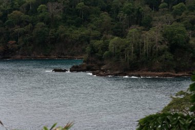 Öğleden sonra sahilin atmosferi sakin dalgalar ve güneşli hava açık deniz ve dayanıklı mercanlarla dolu..