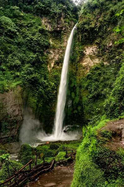 Pelangi Waterfall One Natural Tourist Destinations Malang Regency Source Water — Stock Photo, Image