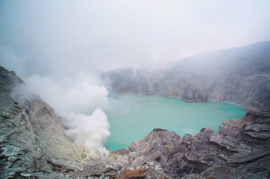 Ijen Crater is a acidic crater lake located at the top of Mount Ijen with a lake depth of 200 meters and the area of the crater reaching 5,466 hectares. clipart