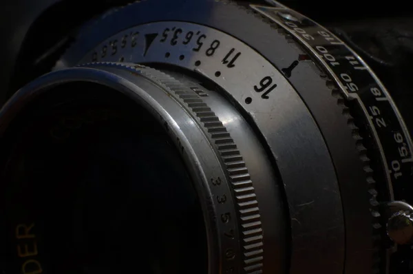 Lencse Része Régi Fényképezőgép Többi Kamera Vintage Stílusú Luxus Design — Stock Fotó