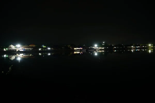 Litoral Uma Área Reunião Entre Terra Mar Noite Que Tranquila — Fotografia de Stock