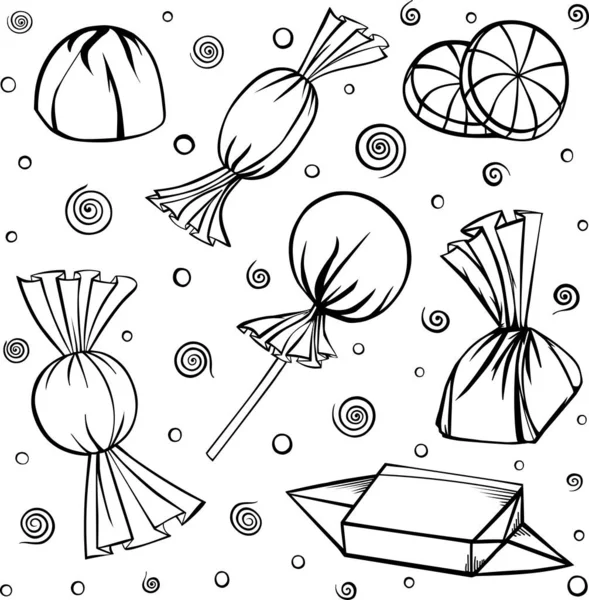 キャンディモノクロアウトラインイラストドアぬり絵ベクトルぬり絵休日のお菓子ロリポップ ストックベクター C Masyanya1618 Gmail Com