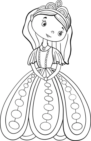 Girl Princess Coloring Book Outline Stroke Illustration Baby Cute ...