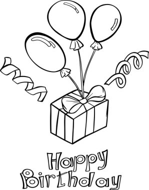 Doğum günü baloları ve hediye kartpostalları. Poster afişi. Vektör tatilini ayır.