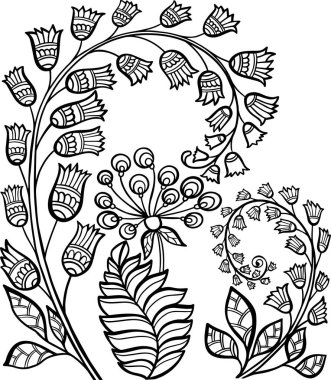 Çiçekler, stres önleyici kitap, alışılmadık buket doğa bitkileri, illüstrasyon vuruşu, inanılmaz bir şekilde izole edilmiş.