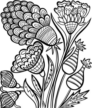 Çiçekler strese karşı alışılmadık buket doğa bitkileri çizim vuruşları inanılmaz derecede izole edilmiş.