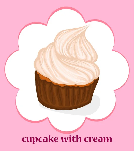 Cupcake Avec Crème Vecteur Bonbons Muffin Dessert Cuisson Délicatesse Image — Image vectorielle