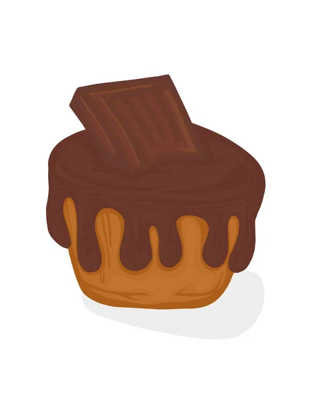 Muffin Con Cioccolato Glassa Dolci Dessert Pasticceria Delicatezza Vettore Illustrazione — Vettoriale Stock