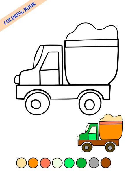 Malbuch Einfache Illustration Für Kinder Vektor Auto Lkw Mit Sand — Stockvektor