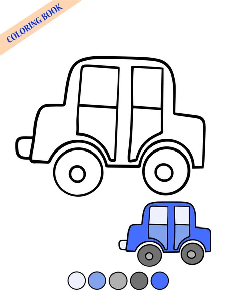 Malbuch Einfache Illustration Für Kinder Vektor Auto Mit Beispiel Farbige — Stockvektor
