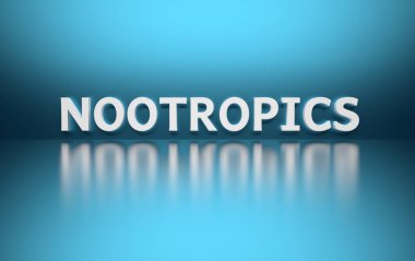 Word Nootropics on blue background clipart