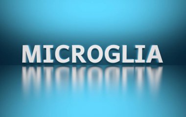 Word Microglia on blue background clipart